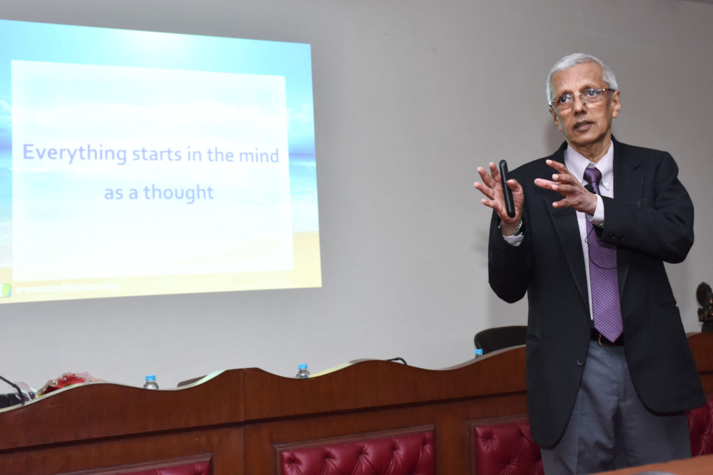 The author conducting a level 1 basic session with the Psychology Department , Graphic Era University, Dehradun, February 2018 